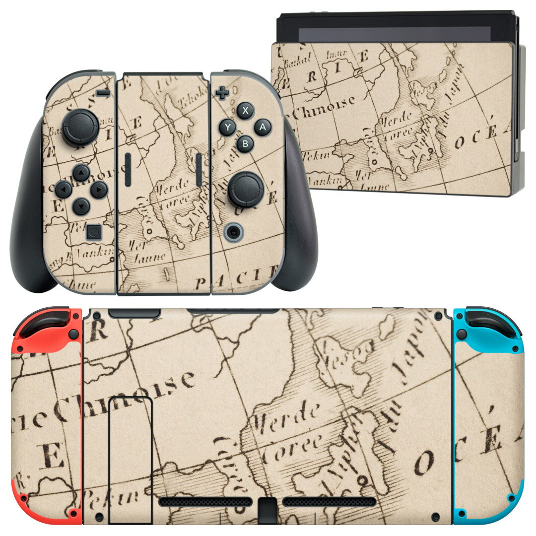 igsticker Nintendo Switch 用 デザインスキンシール 任天堂 ニンテンドー スイッチ 専用 本体ドック Joy-Con Joycon ジョイコン 専用 ゲーム機 カバー アクセサリー フィルム ステッカー 002603 地図　世界　外国