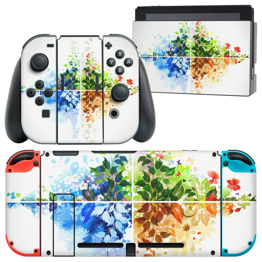 製品名 Nintendo Switch 本体裏面＆ドック正面＆ジョイコン専用 デザインスキンシール セット内容 Nintendo Switch 本体＆ドック＆ジョイコン用スキンシール（各1枚） ニンテンドースイッチ専用です。携帯機のSwitch LiteやProコンには対応していません。 商品特徴 再剥離性シートを素材に採用し、細かな位置調整がしやすく貼り直しが容易です。専用の業務プリンターを使い、商品画像と遜色のない美しい印刷仕上がり。 注意事項 画像はサンプルですので、ご覧の環境によっては多少色味に違いを感じる場合がございます。 イメージと違った、モニターと色味が異なるという理由での交換や返金はご対応出来かねます。スキンシールのみの販売で、ニンテンドースイッチ本体などは付属しません。シワができた場合、ドライヤーなどで軽く温め、外側に向けてシワを伸ばすように貼ってください。初回貼付時の位置調整や貼り直しは可能ですが、しっかりと押し付けて接着させた後の再剥離、再利用は保証しておりません。また接着部に油分や汚れが付着しますと角の部分は剥がれやすくなりますので、貼付時はあまり触れないようにご注意ください。無地のセミグロスシートにデザインをプリントした商品で、デコなどの加工はございません。 凹凸や光沢があるように見えたり布地や金属を素材にしたように見える商品もありますが、デザインの図版によるものです。印刷時に微妙な画像のズレが生じる場合がございます。ご注文後に1点1点制作する受注生産品の為、不良品以外のご返品や交換は固くお断りします。当店における繰り返しの実機テストでは問題ありませんでしたが、経過年数や使用環境により、シールを剥がす際に本体の塗装が一部剥がれる可能性があります。恐れ入りますが、万が一そのような状況になった場合でも当店ではゲーム機本体の保証は出来かねますので、予めご理解の上お求めください。 商品発送 完全受注生産のハンドメイド商品となりますので、既製品と比べて発送までお時間を頂いています。 基本的に決済確認後2?3営業日、最大で10営業日での発送となります。繁忙期や休業日明けの場合はさらに時間がかかる場合があります。 その際には別途メールにてご連絡致します。メール便の場合、発送日から到着までに2?4日ほどかかる場合が多く、紛失などの保障もご対応できかねます。あらかじめご了承下さい。