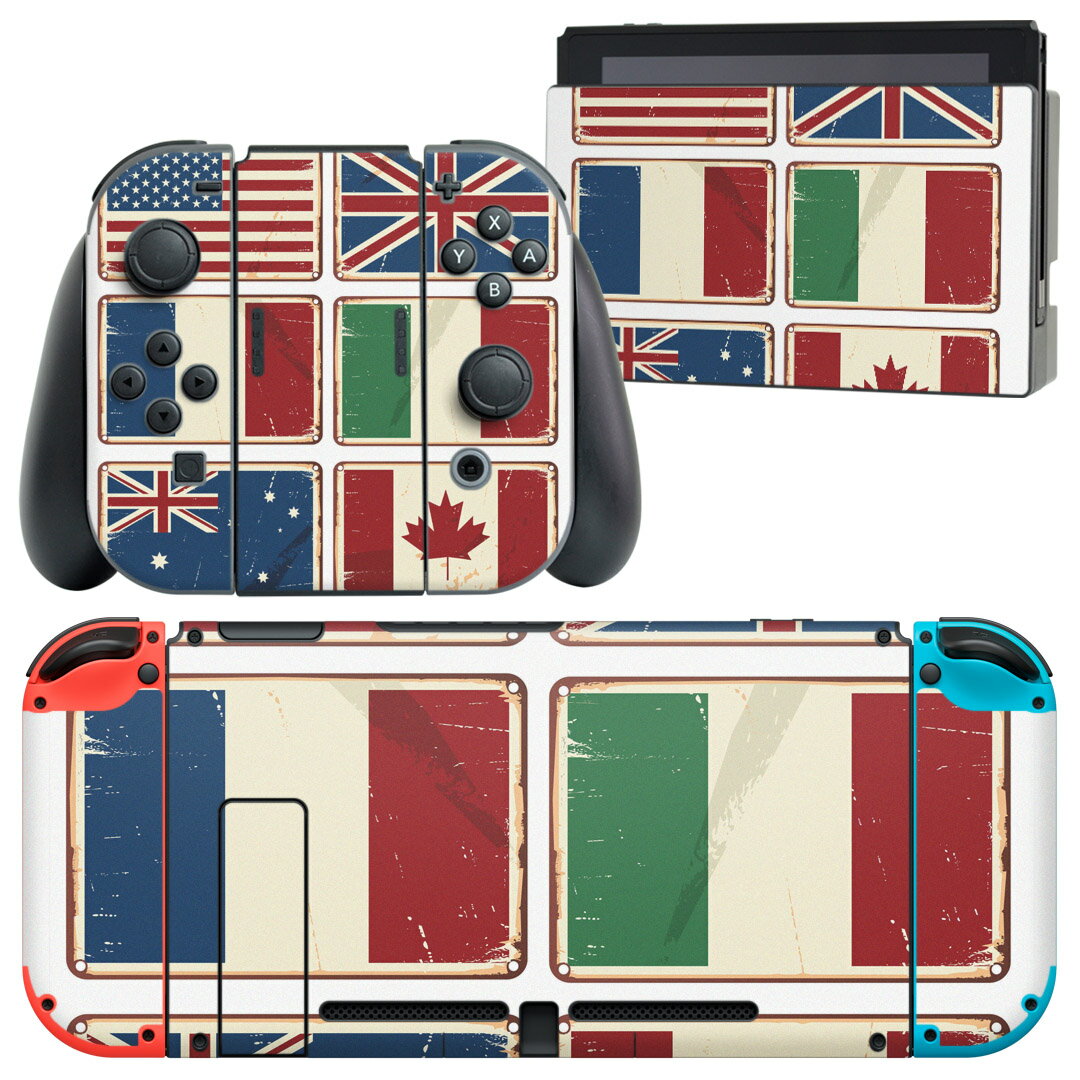 製品名 Nintendo Switch 本体裏面＆ドック正面＆ジョイコン専用 デザインスキンシール セット内容 Nintendo Switch 本体＆ドック＆ジョイコン用スキンシール（各1枚） ニンテンドースイッチ専用です。携帯機のSwitch LiteやProコンには対応していません。 商品特徴 再剥離性シートを素材に採用し、細かな位置調整がしやすく貼り直しが容易です。専用の業務プリンターを使い、商品画像と遜色のない美しい印刷仕上がり。 注意事項 画像はサンプルですので、ご覧の環境によっては多少色味に違いを感じる場合がございます。 イメージと違った、モニターと色味が異なるという理由での交換や返金はご対応出来かねます。スキンシールのみの販売で、ニンテンドースイッチ本体などは付属しません。シワができた場合、ドライヤーなどで軽く温め、外側に向けてシワを伸ばすように貼ってください。初回貼付時の位置調整や貼り直しは可能ですが、しっかりと押し付けて接着させた後の再剥離、再利用は保証しておりません。また接着部に油分や汚れが付着しますと角の部分は剥がれやすくなりますので、貼付時はあまり触れないようにご注意ください。無地のセミグロスシートにデザインをプリントした商品で、デコなどの加工はございません。 凹凸や光沢があるように見えたり布地や金属を素材にしたように見える商品もありますが、デザインの図版によるものです。印刷時に微妙な画像のズレが生じる場合がございます。ご注文後に1点1点制作する受注生産品の為、不良品以外のご返品や交換は固くお断りします。当店における繰り返しの実機テストでは問題ありませんでしたが、経過年数や使用環境により、シールを剥がす際に本体の塗装が一部剥がれる可能性があります。恐れ入りますが、万が一そのような状況になった場合でも当店ではゲーム機本体の保証は出来かねますので、予めご理解の上お求めください。 商品発送 完全受注生産のハンドメイド商品となりますので、既製品と比べて発送までお時間を頂いています。 基本的に決済確認後2?3営業日、最大で10営業日での発送となります。繁忙期や休業日明けの場合はさらに時間がかかる場合があります。 その際には別途メールにてご連絡致します。メール便の場合、発送日から到着までに2?4日ほどかかる場合が多く、紛失などの保障もご対応できかねます。あらかじめご了承下さい。