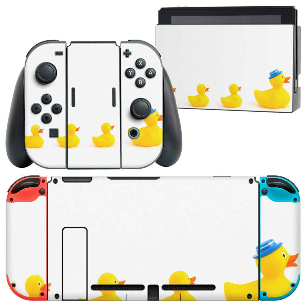 igsticker Nintendo Switch 用 デザインスキンシール 任天堂 ニンテンドー スイッチ 専用 本体ドック Joy-Con Joycon ジョイコン 専用 ゲーム機 カバー アクセサリー フィルム ステッカー 002751 鳥 アヒル 動物