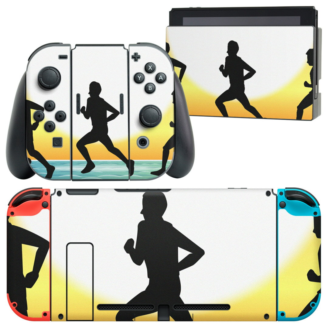 igsticker Nintendo Switch 用 デザインスキンシール 任天堂 ニンテンドー スイッチ 専用 本体ドック Joy-Con Joycon ジョイコン 専用 ゲーム機 カバー アクセサリー フィルム ステッカー 002877 人物　海　イラスト