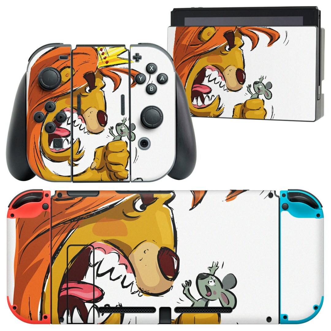 igsticker Nintendo Switch 用 デザインスキンシール 任天堂 ニンテンドー スイッチ 専用 本体ドック Joy-Con Joycon ジョイコン 専用 ゲーム機 カバー アクセサリー フィルム ステッカー 002929 動物 キャラクター イラスト