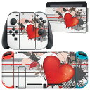 igsticker Nintendo Switch 用 デザインスキンシール 任天堂 ニンテンドー スイッチ 専用 本体ドック Joy-Con Joycon ジョイコン 専用 ゲーム機 カバー アクセサリー フィルム ステッカー 002959 ハート 星 赤(2)