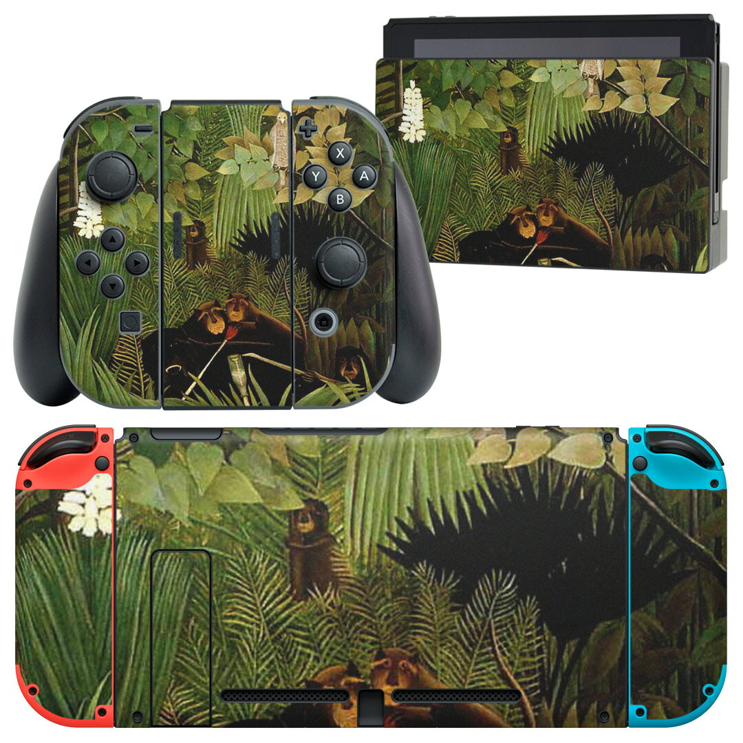 igsticker Nintendo Switch 用 デザインスキンシール 任天堂 ニンテンドー スイッチ 専用 本体ドック Joy-Con Joycon ジョイコン 専用 ゲーム機 カバー アクセサリー フィルム ステッカー 003244 クール 動物　絵画　イラスト