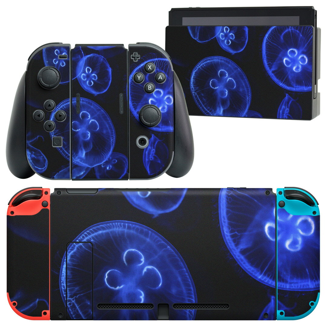 igsticker Nintendo Switch 用 デザインスキンシール 任天堂 ニンテンドー スイッチ 専用 本体ドック Joy-Con Joycon ジョイコン 専用 ゲーム機 カバー アクセサリー フィルム ステッカー 003336 クール くらげ 海 写真