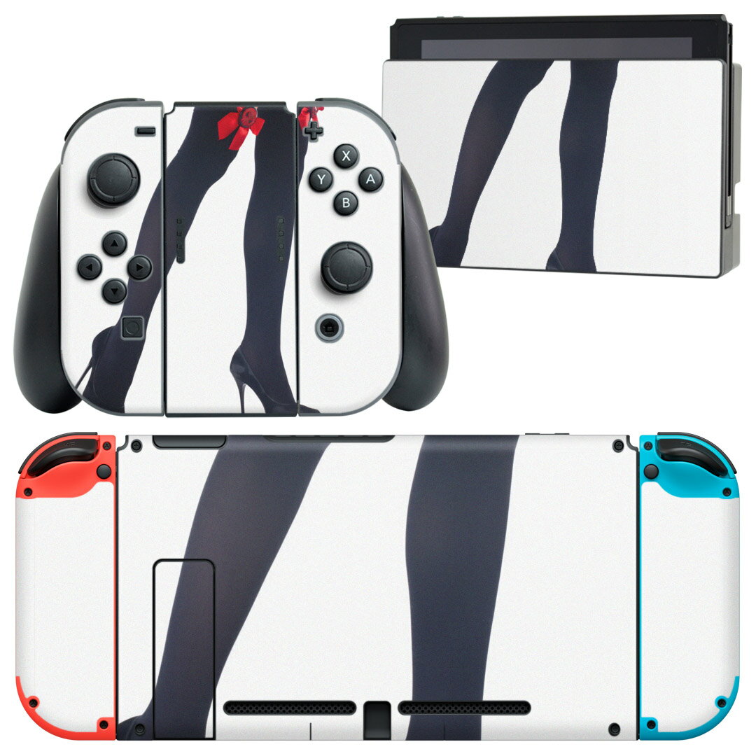 igsticker Nintendo Switch 用 デザインスキンシール 任天堂 ニンテンドー スイッチ 専用 本体ドック Joy-Con Joycon ジョイコン 専用 ゲーム機 カバー アクセサリー フィルム ステッカー 003378 クール 人物　リボン　写真
