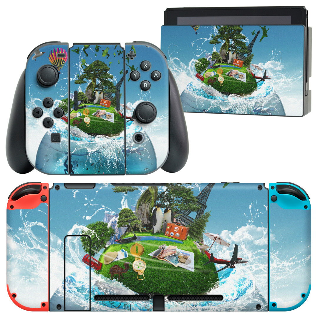igsticker Nintendo Switch 用 デザインスキンシール 任天堂 ニンテンドー スイッチ 専用 本体ドック Joy-Con Joycon ジョイコン 専用 ゲーム機 カバー アクセサリー フィルム ステッカー 003381 クール 海 空 イラスト