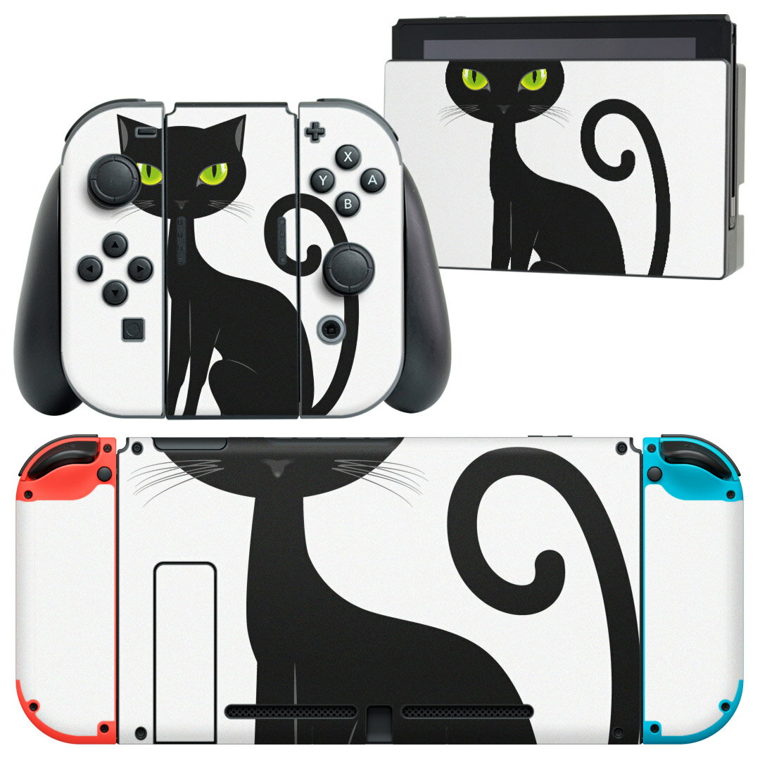 igsticker Nintendo Switch 用 デザインスキンシール 任天堂 ニンテンドー スイッチ 専用 本体ドック Joy-Con Joycon ジョイコン 専用 ゲーム機 カバー アクセサリー フィルム ステッカー 003419 猫　動物　キャラクター