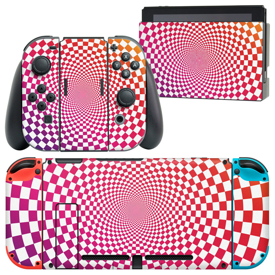 igsticker Nintendo Switch 用 デザインスキンシール 任天堂 ニンテンドー スイッチ 専用 本体ドック Joy-Con Joycon ジョイコン 専用 ゲーム機 カバー アクセサリー フィルム ステッカー 003500 模様　カラフル