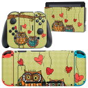 igsticker Nintendo Switch 用 デザインスキンシール 任天堂 ニンテンドー スイッチ 専用 本体ドック Joy-Con Joycon ジョイコン 専用 ゲーム機 カバー アクセサリー フィルム ステッカー 003504 鳥 ハート キャラクター