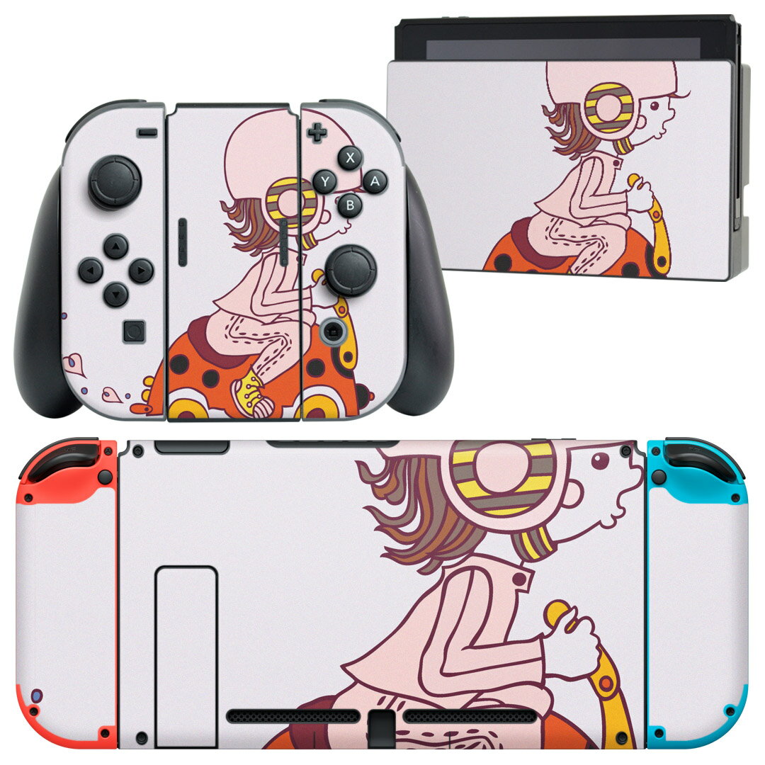 igsticker Nintendo Switch 用 デザインスキンシール 任天堂 ニンテンドー スイッチ 専用 本体ドック Joy-Con Joycon ジョイコン 専用 ゲーム機 カバー アクセサリー フィルム ステッカー 003512 キャラクター　人物　ピンク