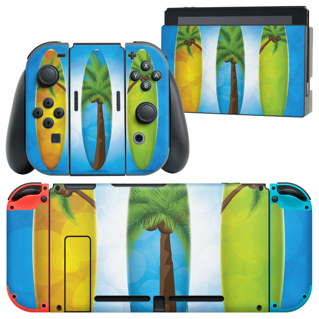 igsticker Nintendo Switch 用 デザインスキンシール 任天堂 ニンテンドー スイッチ 専用 本体ドック Joy-Con Joycon ジョイコン 専用 ゲーム機 カバー アクセサリー フィルム ステッカー 003586 サーフィン　海　イラスト