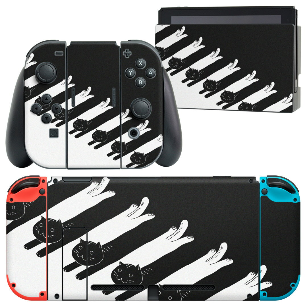 igsticker Nintendo Switch 用 デザインスキンシール 任天堂 ニンテンドー スイッチ 専用 本体ドック Joy-Con Joycon ジョイコン 専用 ゲーム機 カバー アクセサリー フィルム ステッカー 003650 猫　動物　キャラクター