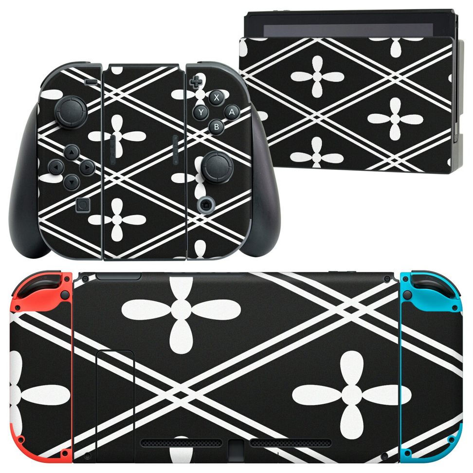製品名 Nintendo Switch 本体裏面＆ドック正面＆ジョイコン専用 デザインスキンシール セット内容 Nintendo Switch 本体＆ドック＆ジョイコン用スキンシール（各1枚） ニンテンドースイッチ専用です。携帯機のSwitch LiteやProコンには対応していません。 商品特徴 再剥離性シートを素材に採用し、細かな位置調整がしやすく貼り直しが容易です。専用の業務プリンターを使い、商品画像と遜色のない美しい印刷仕上がり。 注意事項 画像はサンプルですので、ご覧の環境によっては多少色味に違いを感じる場合がございます。 イメージと違った、モニターと色味が異なるという理由での交換や返金はご対応出来かねます。スキンシールのみの販売で、ニンテンドースイッチ本体などは付属しません。シワができた場合、ドライヤーなどで軽く温め、外側に向けてシワを伸ばすように貼ってください。初回貼付時の位置調整や貼り直しは可能ですが、しっかりと押し付けて接着させた後の再剥離、再利用は保証しておりません。また接着部に油分や汚れが付着しますと角の部分は剥がれやすくなりますので、貼付時はあまり触れないようにご注意ください。無地のセミグロスシートにデザインをプリントした商品で、デコなどの加工はございません。 凹凸や光沢があるように見えたり布地や金属を素材にしたように見える商品もありますが、デザインの図版によるものです。印刷時に微妙な画像のズレが生じる場合がございます。ご注文後に1点1点制作する受注生産品の為、不良品以外のご返品や交換は固くお断りします。当店における繰り返しの実機テストでは問題ありませんでしたが、経過年数や使用環境により、シールを剥がす際に本体の塗装が一部剥がれる可能性があります。恐れ入りますが、万が一そのような状況になった場合でも当店ではゲーム機本体の保証は出来かねますので、予めご理解の上お求めください。 商品発送 完全受注生産のハンドメイド商品となりますので、既製品と比べて発送までお時間を頂いています。 基本的に決済確認後2?3営業日、最大で10営業日での発送となります。繁忙期や休業日明けの場合はさらに時間がかかる場合があります。 その際には別途メールにてご連絡致します。メール便の場合、発送日から到着までに2?4日ほどかかる場合が多く、紛失などの保障もご対応できかねます。あらかじめご了承下さい。