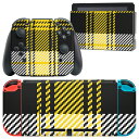 igsticker Nintendo Switch 用 デザインスキンシール 任天堂 ニンテンドー スイッチ 専用 本体ドック Joy-Con Joycon ジョイコン 専用 ゲーム機 カバー アクセサリー フィルム ステッカー 003812 チェック 黒 黄色(2)