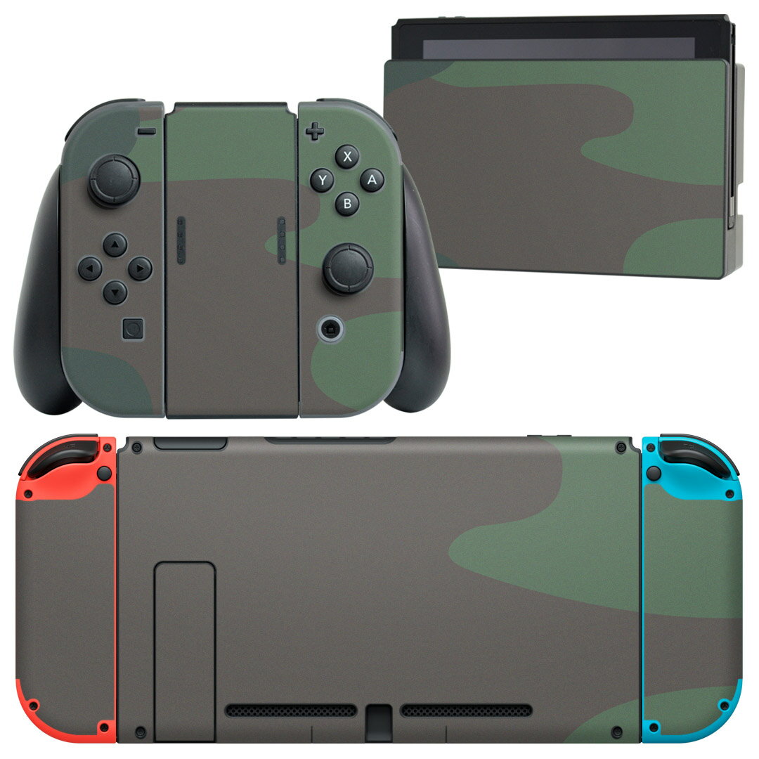 igsticker Nintendo Switch 用 デザインスキンシール 任天堂 ニンテンドー スイッチ 専用 本体ドック Joy-Con Joycon ジョイコン 専用 ゲーム機 カバー アクセサリー フィルム ステッカー 003860 迷彩　カモフラ　模様