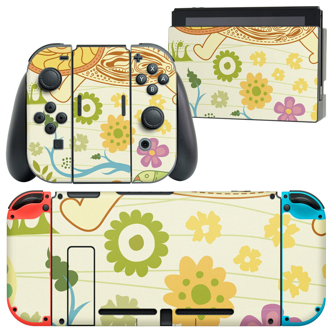 製品名 Nintendo Switch 本体裏面＆ドック正面＆ジョイコン専用 デザインスキンシール セット内容 Nintendo Switch 本体＆ドック＆ジョイコン用スキンシール（各1枚） ニンテンドースイッチ専用です。携帯機のSwitch LiteやProコンには対応していません。 商品特徴 再剥離性シートを素材に採用し、細かな位置調整がしやすく貼り直しが容易です。専用の業務プリンターを使い、商品画像と遜色のない美しい印刷仕上がり。 注意事項 画像はサンプルですので、ご覧の環境によっては多少色味に違いを感じる場合がございます。 イメージと違った、モニターと色味が異なるという理由での交換や返金はご対応出来かねます。スキンシールのみの販売で、ニンテンドースイッチ本体などは付属しません。シワができた場合、ドライヤーなどで軽く温め、外側に向けてシワを伸ばすように貼ってください。初回貼付時の位置調整や貼り直しは可能ですが、しっかりと押し付けて接着させた後の再剥離、再利用は保証しておりません。また接着部に油分や汚れが付着しますと角の部分は剥がれやすくなりますので、貼付時はあまり触れないようにご注意ください。無地のセミグロスシートにデザインをプリントした商品で、デコなどの加工はございません。 凹凸や光沢があるように見えたり布地や金属を素材にしたように見える商品もありますが、デザインの図版によるものです。印刷時に微妙な画像のズレが生じる場合がございます。ご注文後に1点1点制作する受注生産品の為、不良品以外のご返品や交換は固くお断りします。当店における繰り返しの実機テストでは問題ありませんでしたが、経過年数や使用環境により、シールを剥がす際に本体の塗装が一部剥がれる可能性があります。恐れ入りますが、万が一そのような状況になった場合でも当店ではゲーム機本体の保証は出来かねますので、予めご理解の上お求めください。 商品発送 完全受注生産のハンドメイド商品となりますので、既製品と比べて発送までお時間を頂いています。 基本的に決済確認後2?3営業日、最大で10営業日での発送となります。繁忙期や休業日明けの場合はさらに時間がかかる場合があります。 その際には別途メールにてご連絡致します。メール便の場合、発送日から到着までに2?4日ほどかかる場合が多く、紛失などの保障もご対応できかねます。あらかじめご了承下さい。
