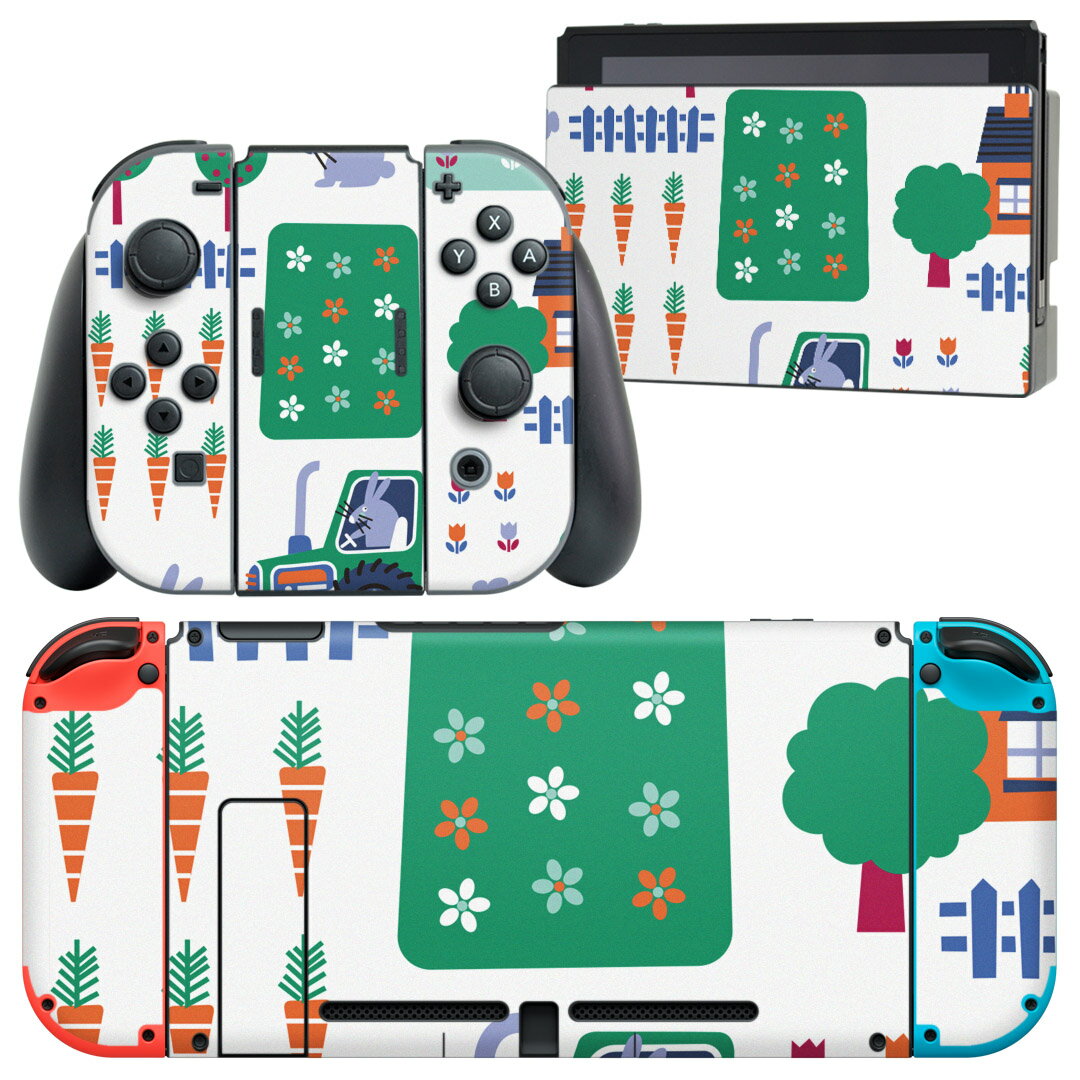 igsticker Nintendo Switch 用 デザインスキンシール 任天堂 ニンテンドー スイッチ 専用 本体ドック Joy-Con Joycon ジョイコン 専用 ゲーム機 カバー アクセサリー フィルム ステッカー 003930 うさぎ　動物　キャラクター