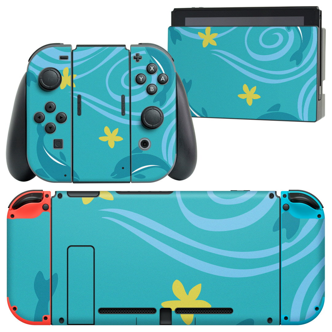 igsticker Nintendo Switch 用 デザインスキンシール 任天堂 ニンテンドー スイッチ 専用 本体ドック Joy-Con Joycon ジョイコン 専用 ゲーム機 カバー アクセサリー フィルム ステッカー 003969 動物 キャラクター 花