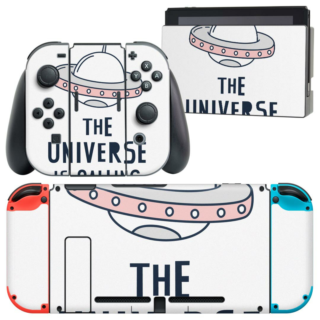 igsticker Nintendo Switch 用 デザインスキンシール 任天堂 ニンテンドー スイッチ 専用 本体ドック Joy-Con Joycon ジョイコン 専用 ゲーム機 カバー アクセサリー フィルム ステッカー 020078 宇宙 宇宙 かわいい ロケット