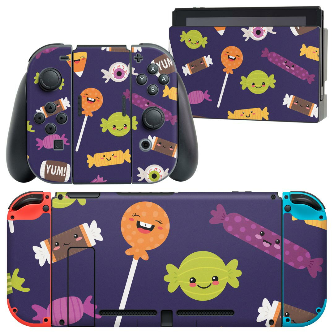 igsticker Nintendo Switch 用 デザインスキンシール 任天堂 ニンテンドー スイッチ 専用 本体ドック Joy-Con Joycon ジョイコン 専用 ゲーム機 カバー アクセサリー フィルム ステッカー 020116 ハロウィン Halloween