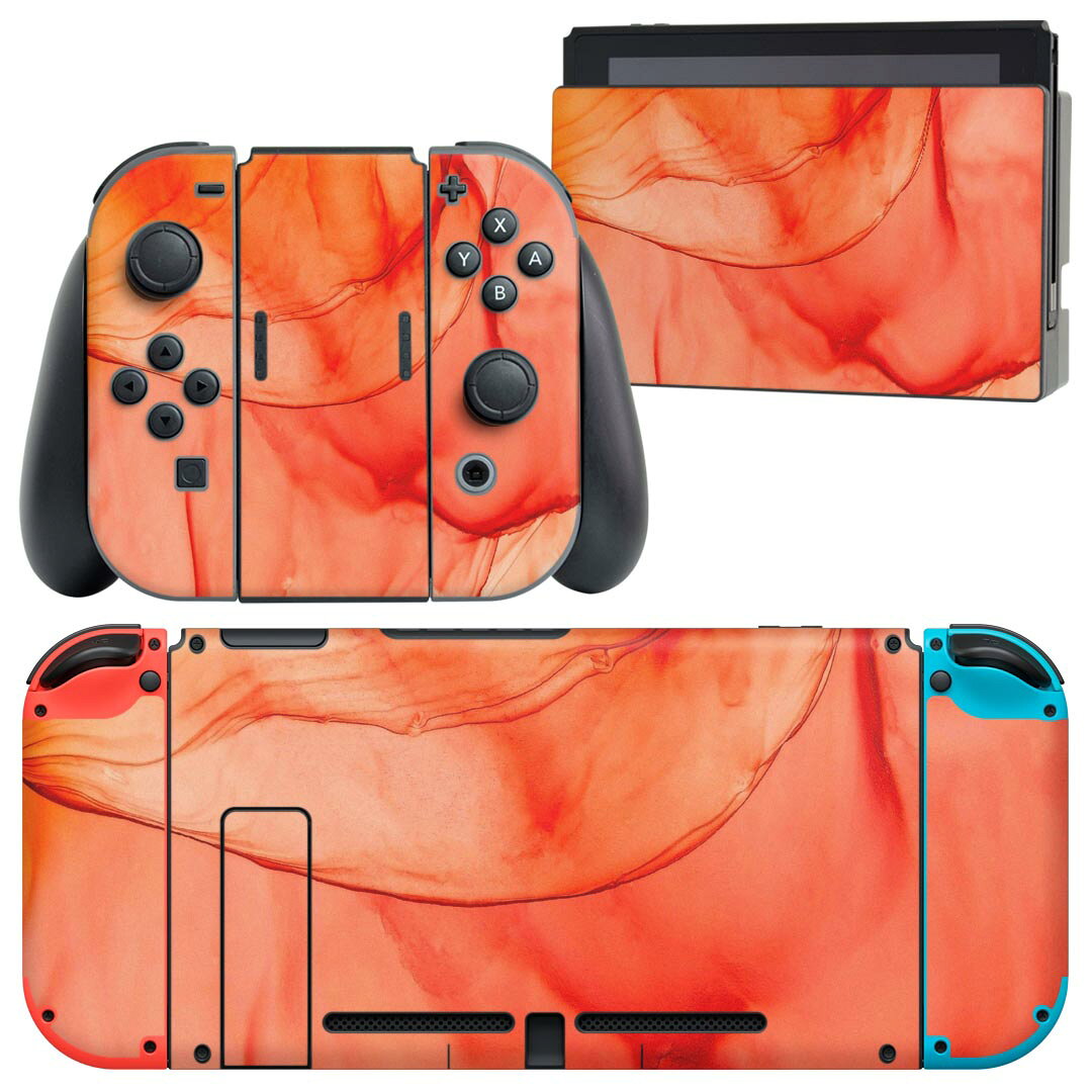 製品名 Nintendo Switch 本体裏面＆ドック正面＆ジョイコン専用 デザインスキンシール セット内容 Nintendo Switch 本体＆ドック＆ジョイコン用スキンシール（各1枚） ニンテンドースイッチ専用です。携帯機のSwitch LiteやProコンには対応していません。 商品特徴 再剥離性シートを素材に採用し、細かな位置調整がしやすく貼り直しが容易です。専用の業務プリンターを使い、商品画像と遜色のない美しい印刷仕上がり。 注意事項 画像はサンプルですので、ご覧の環境によっては多少色味に違いを感じる場合がございます。 イメージと違った、モニターと色味が異なるという理由での交換や返金はご対応出来かねます。スキンシールのみの販売で、ニンテンドースイッチ本体などは付属しません。シワができた場合、ドライヤーなどで軽く温め、外側に向けてシワを伸ばすように貼ってください。初回貼付時の位置調整や貼り直しは可能ですが、しっかりと押し付けて接着させた後の再剥離、再利用は保証しておりません。また接着部に油分や汚れが付着しますと角の部分は剥がれやすくなりますので、貼付時はあまり触れないようにご注意ください。無地のセミグロスシートにデザインをプリントした商品で、デコなどの加工はございません。 凹凸や光沢があるように見えたり布地や金属を素材にしたように見える商品もありますが、デザインの図版によるものです。印刷時に微妙な画像のズレが生じる場合がございます。ご注文後に1点1点制作する受注生産品の為、不良品以外のご返品や交換は固くお断りします。当店における繰り返しの実機テストでは問題ありませんでしたが、経過年数や使用環境により、シールを剥がす際に本体の塗装が一部剥がれる可能性があります。恐れ入りますが、万が一そのような状況になった場合でも当店ではゲーム機本体の保証は出来かねますので、予めご理解の上お求めください。 商品発送 完全受注生産のハンドメイド商品となりますので、既製品と比べて発送までお時間を頂いています。 基本的に決済確認後2?3営業日、最大で10営業日での発送となります。繁忙期や休業日明けの場合はさらに時間がかかる場合があります。 その際には別途メールにてご連絡致します。メール便の場合、発送日から到着までに2?4日ほどかかる場合が多く、紛失などの保障もご対応できかねます。あらかじめご了承下さい。