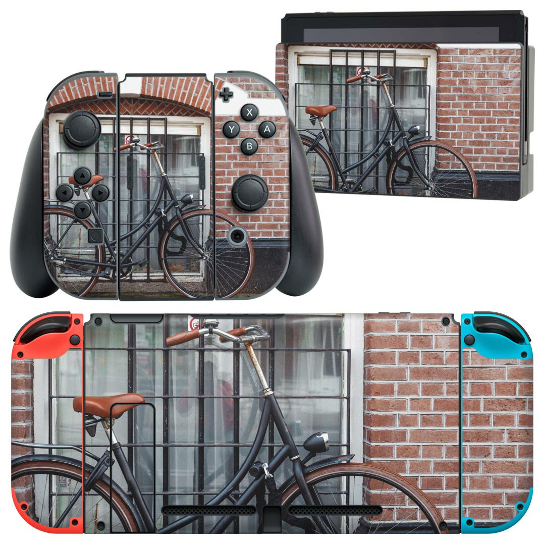 igsticker Nintendo Switch 用 デザインスキンシール 任天堂 ニンテンドー スイッチ 専用 本体ドック Joy-Con Joycon ジョイコン 専用 ゲーム機 カバー アクセサリー フィルム ステッカー 022857 写真 自転車