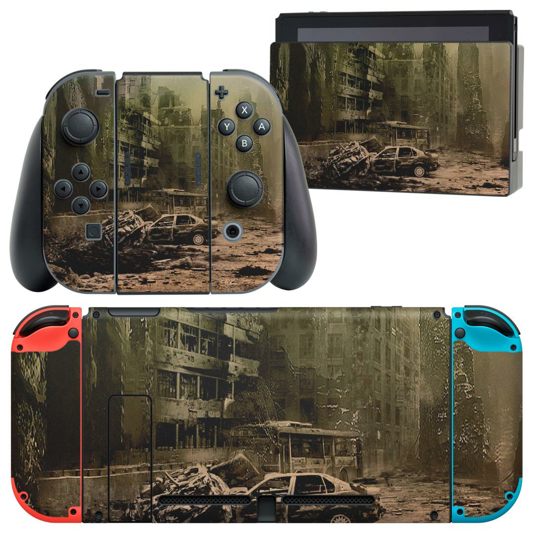 igsticker Nintendo Switch 用 デザインスキンシール 任天堂 ニンテンドー スイッチ 専用 本体ドック Joy-Con Joycon ジョイコン 専用 ゲーム機 カバー アクセサリー フィルム ステッカー 022875 写真　廃墟