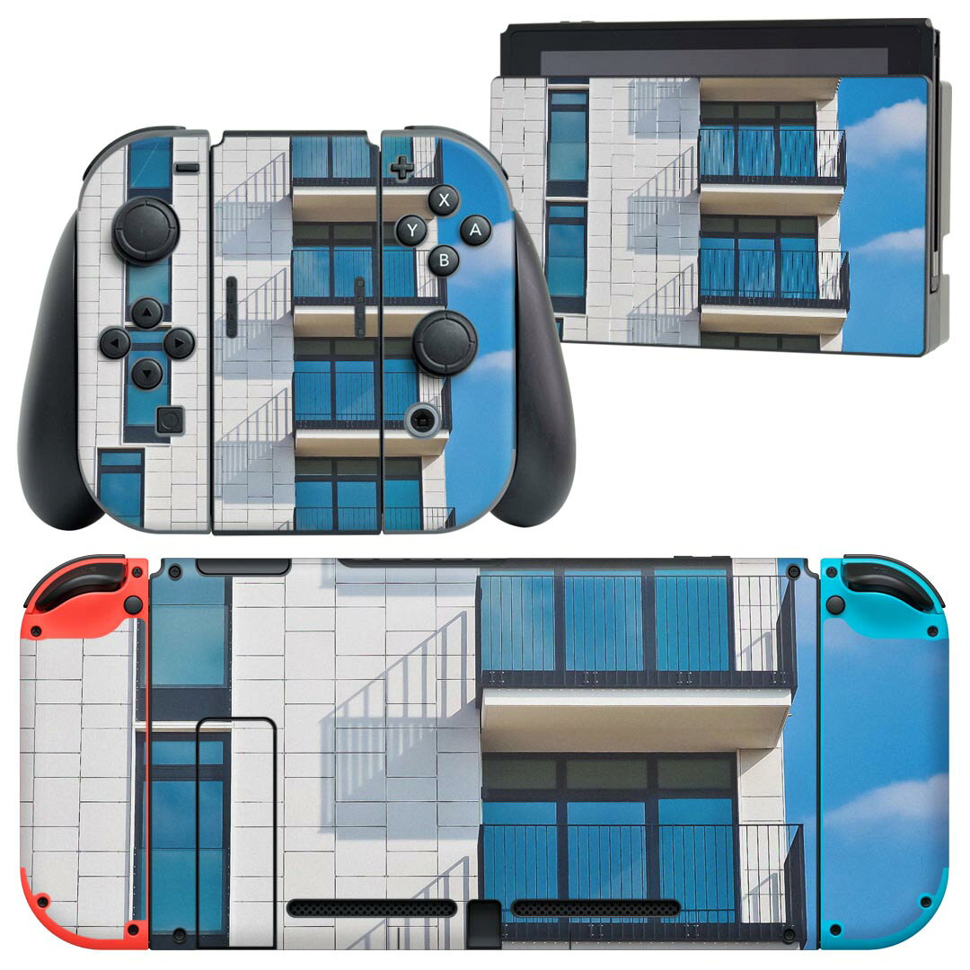 igsticker Nintendo Switch 用 デザインスキンシール 任天堂 ニンテンドー スイッチ 専用 本体ドック Joy-Con Joycon ジョイコン 専用 ゲーム機 カバー アクセサリー フィルム ステッカー 022880 写真　建物　窓