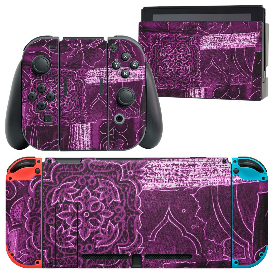 igsticker Nintendo Switch 用 デザインスキンシール 任天堂 ニンテンドー スイッチ 専用 本体ドック Joy-Con Joycon ジョイコン 専用 ゲーム機 カバー アクセサリー フィルム ステッカー 022921 花 柄 模様