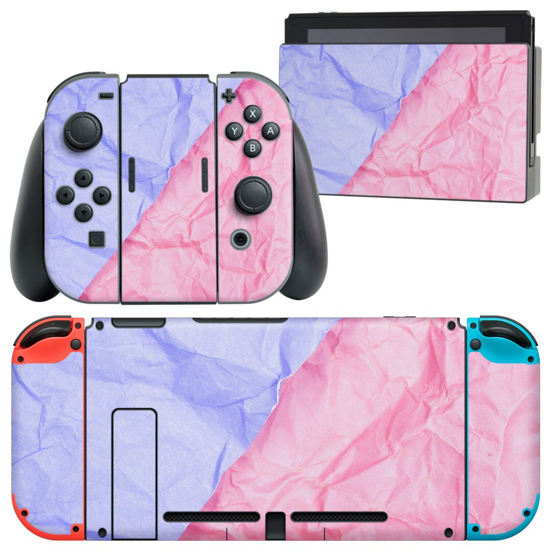 igsticker Nintendo Switch 用 デザインスキンシール 任天堂 ニンテンドー スイッチ 専用 本体ドック Joy-Con Joycon ジョイコン 専用 ゲーム機 カバー アクセサリー フィルム ステッカー 022932 配色　ペーパー風