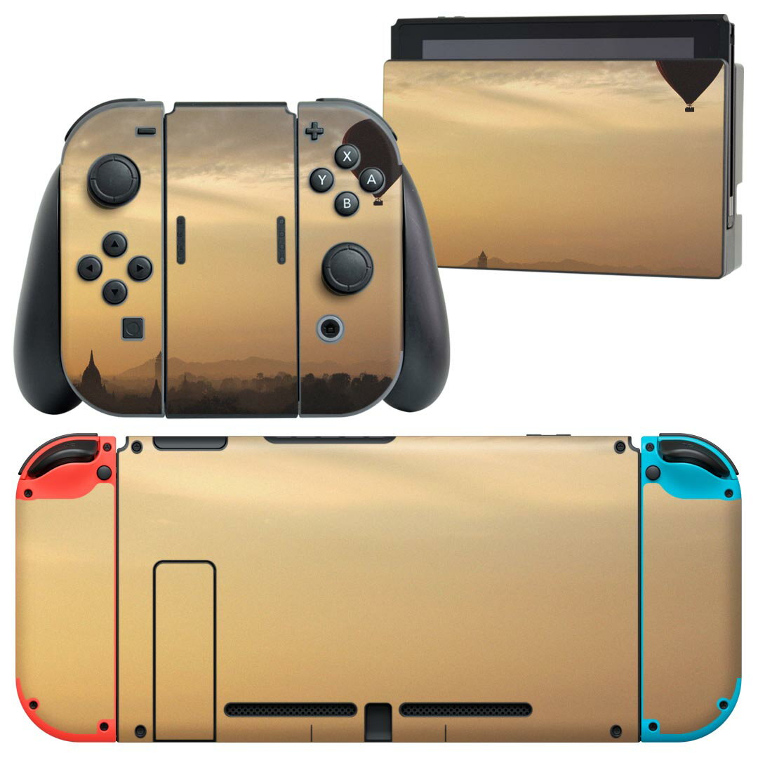 igsticker Nintendo Switch 用 デザインスキンシール 任天堂 ニンテンドー スイッチ 専用 本体ドック Joy-Con Joycon ジョイコン 専用 ゲーム機 カバー アクセサリー フィルム ステッカー 022937 風景 空 気球