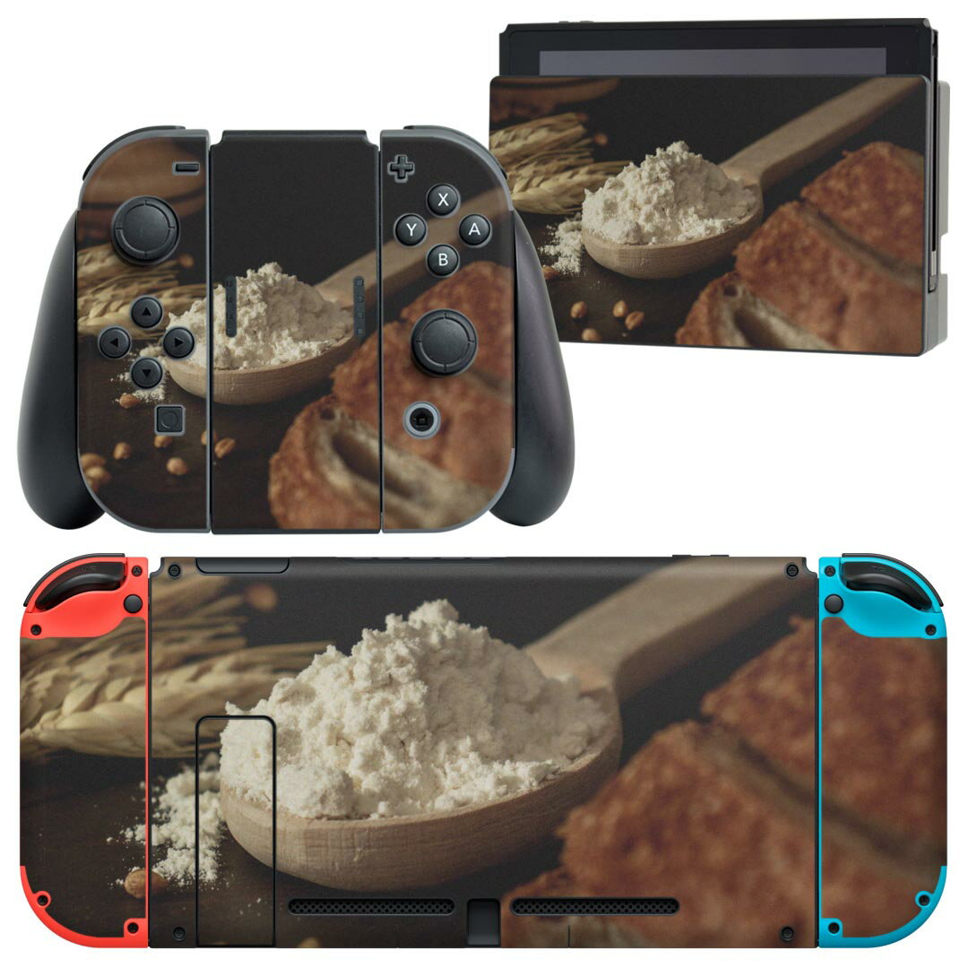 igsticker Nintendo Switch 用 デザインスキンシール 任天堂 ニンテンドー スイッチ 専用 本体ドック Joy-Con Joycon ジョイコン 専用 ゲーム機 カバー アクセサリー フィルム ステッカー 023017 食べ物　小麦　写真