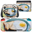 igsticker Nintendo Switch 用 デザインスキンシール 任天堂 ニンテンドー スイッチ 専用 本体ドック Joy-Con Joycon ジョイコン 専用 ゲーム機 カバー アクセサリー フィルム ステッカー 023018 目玉焼き 写真 パン 食べ物(2)