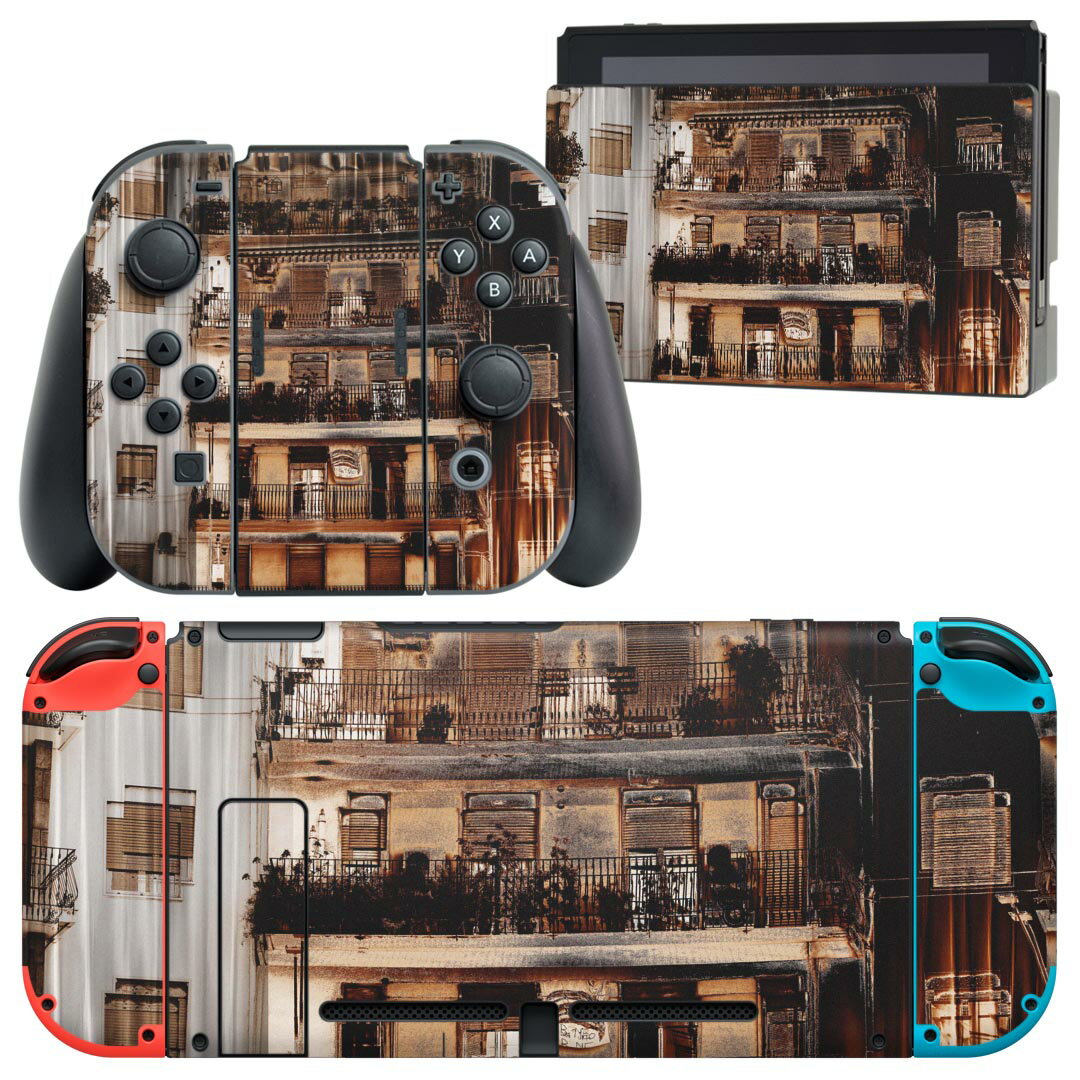igsticker Nintendo Switch 用 デザインスキンシール 任天堂 ニンテンドー スイッチ 専用 本体ドック Joy-Con Joycon ジョイコン 専用 ゲーム機 カバー アクセサリー フィルム ステッカー 023031 写真　建物