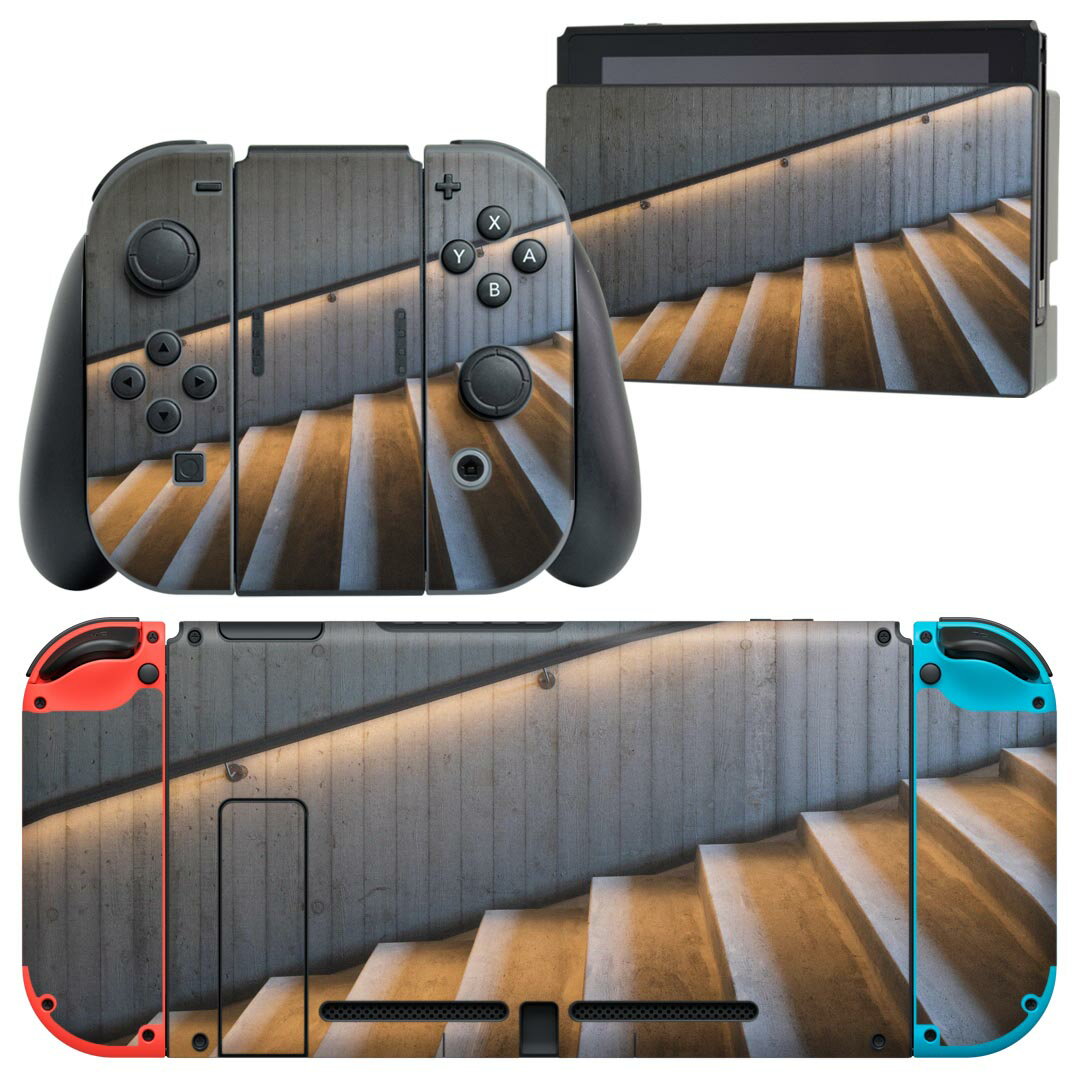 igsticker Nintendo Switch 用 デザインスキンシール 任天堂 ニンテンドー スイッチ 専用 本体ドック Joy-Con Joycon ジョイコン 専用 ゲーム機 カバー アクセサリー フィルム ステッカー 023032 階段　写真