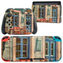 igsticker Nintendo Switch 用 デザインスキンシール 任天堂 ニンテンドー スイッチ 専用 本体ドック Joy-Con Joycon ジョイコン 専用 ゲーム機 カバー アクセサリー フィルム ステッカー 023059 カフェ イラスト 風景(2)