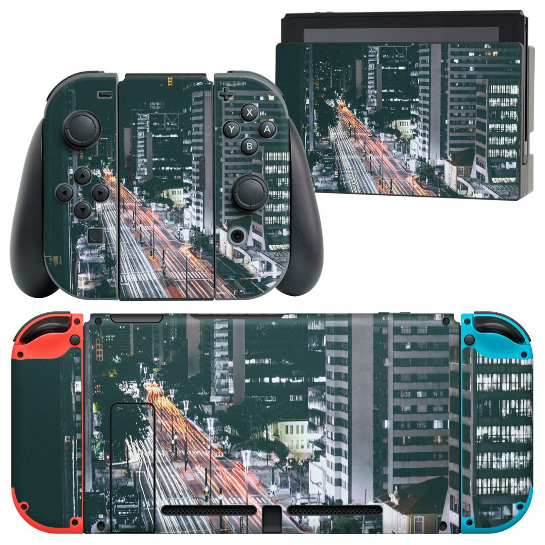 igsticker Nintendo Switch 用 デザインスキンシール 任天堂 ニンテンドー スイッチ 専用 本体ドック Joy-Con Joycon ジョイコン 専用 ゲーム機 カバー アクセサリー フィルム ステッカー 023076 都市　風景　写真　車