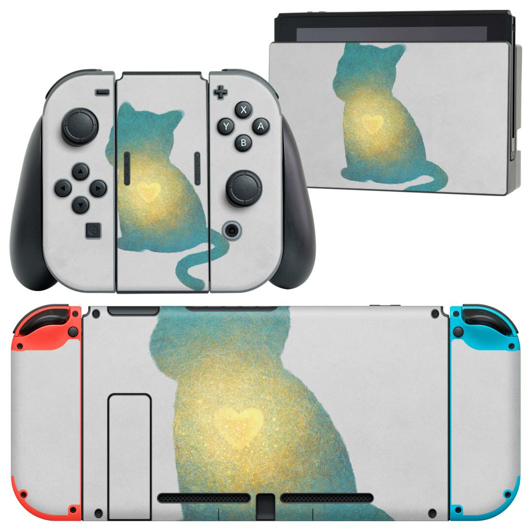 igsticker Nintendo Switch 用 デザインスキンシール 任天堂 ニンテンドー スイッチ 専用 本体ドック Joy-Con Joycon ジョイコン 専用 ゲーム機 カバー アクセサリー フィルム ステッカー 023092 猫　ねこ　動物　イラスト