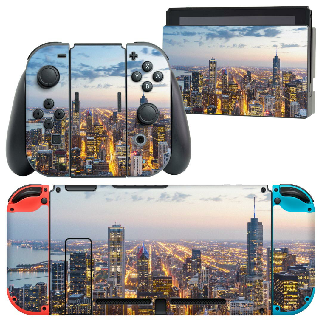 igsticker Nintendo Switch 用 デザインスキンシール 任天堂 ニンテンドー スイッチ 専用 本体ドック Joy-Con Joycon ジョイコン 専用 ゲーム機 カバー アクセサリー フィルム ステッカー 023107 風景　夜景　写真