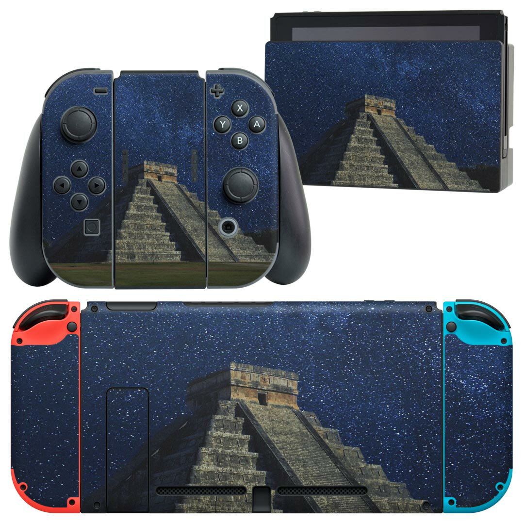 igsticker Nintendo Switch 用 デザインスキンシール 任天堂 ニンテンドー スイッチ 専用 本体ドック Joy-Con Joycon ジョイコン 専用 ゲーム機 カバー アクセサリー フィルム ステッカー 023108 ピラミッド 星
