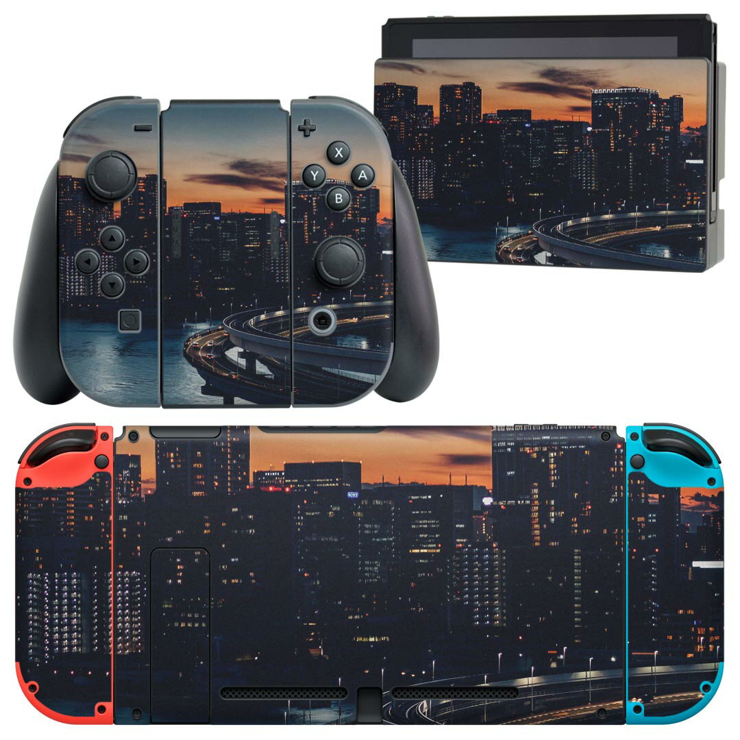 igsticker Nintendo Switch 用 デザインスキンシール 任天堂 ニンテンドー スイッチ 専用 本体ドック Joy-Con Joycon ジョイコン 専用 ゲーム機 カバー アクセサリー フィルム ステッカー 023122 風景　写真　夕日