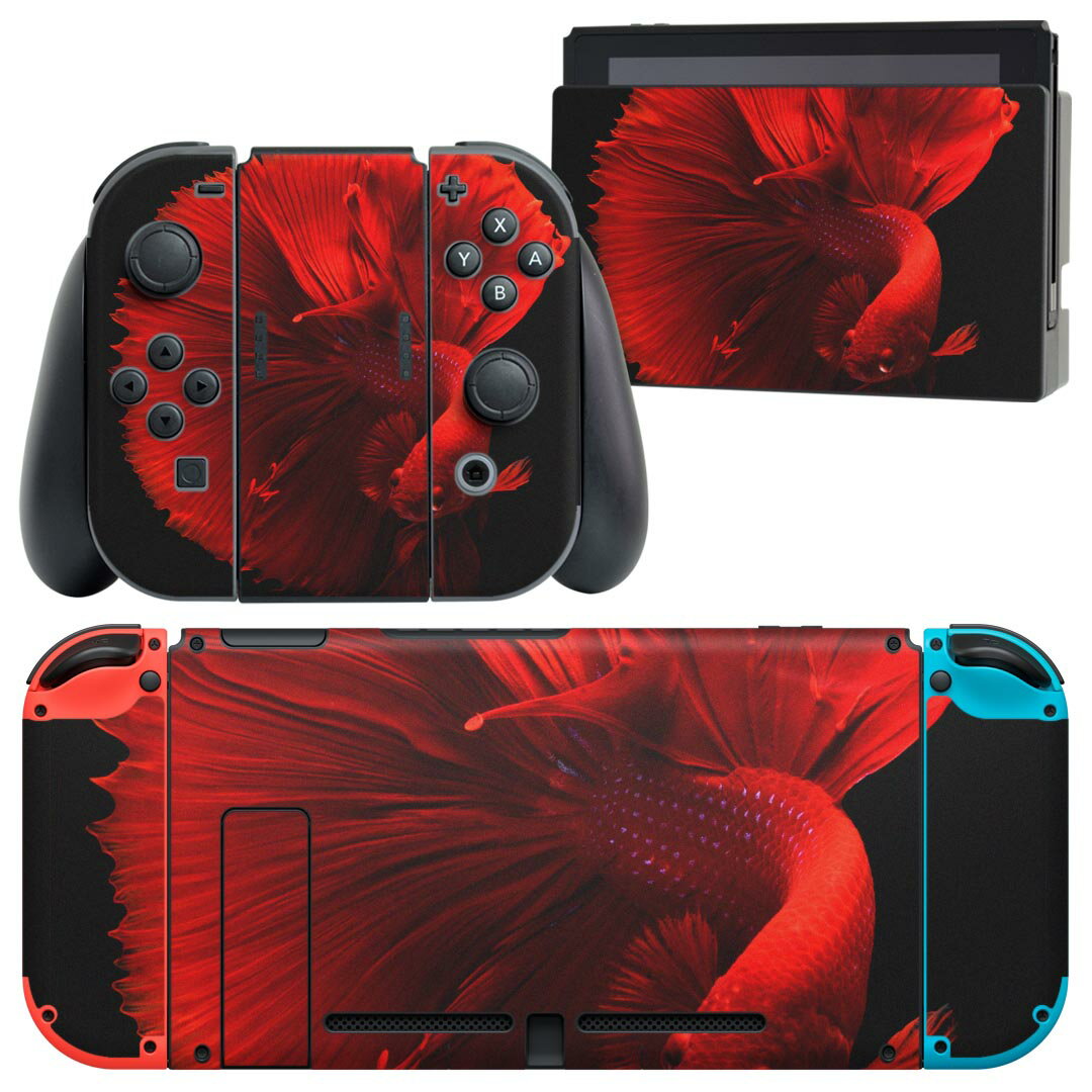 igsticker Nintendo Switch 用 デザインスキンシール 任天堂 ニンテンドー スイッチ 専用 本体ドック Joy-Con Joycon ジョイコン 専用 ゲーム機 カバー アクセサリー フィルム ステッカー 023154 金魚　写真