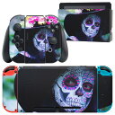 igsticker Nintendo Switch 用 デザインスキンシール 任天堂 ニンテンドー スイッチ 専用 本体ドック Joy-Con Joycon ジョイコン 専用 ゲーム機 カバー アクセサリー フィルム ステッカー 023197 ハロウィン 死者の日 花