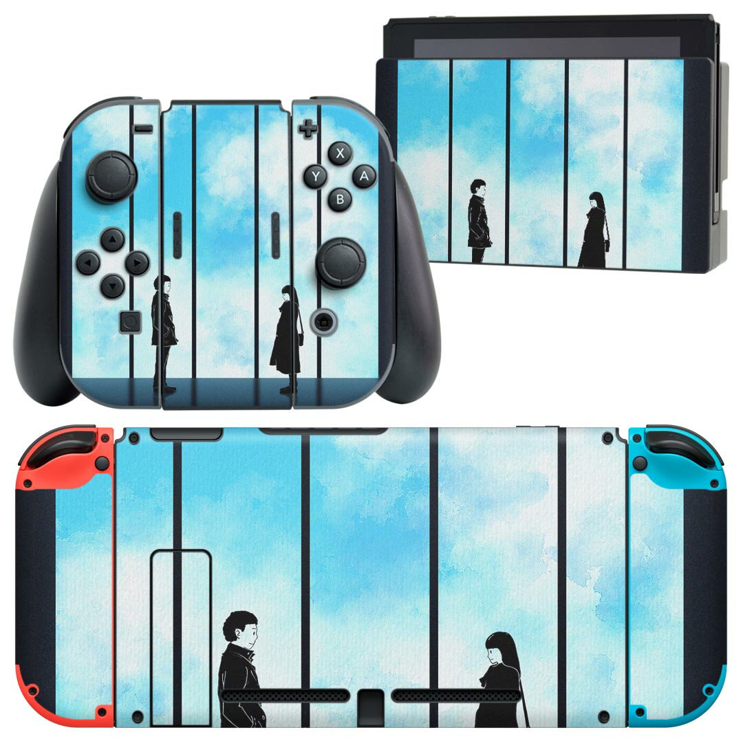 igsticker Nintendo Switch 用 デザインスキンシール 任天堂 ニンテンドー スイッチ 専用 本体ドック Joy-Con Joycon ジョイコン 専用 ゲーム機 カバー アクセサリー フィルム ステッカー 023262 カップル　イラスト
