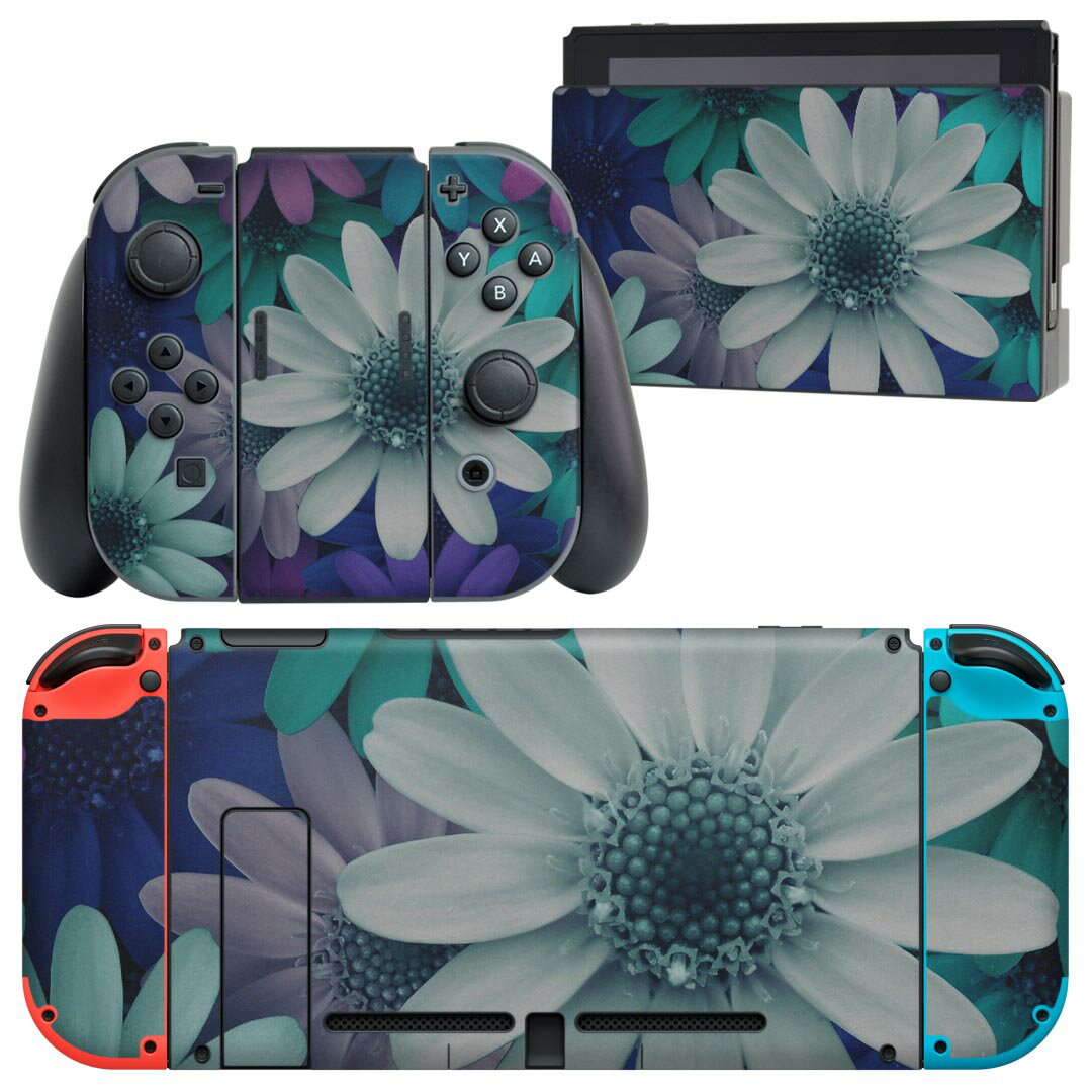 igsticker Nintendo Switch 用 デザインスキンシール 任天堂 ニンテンドー スイッチ 専用 本体ドック Joy-Con Joycon ジョイコン 専用 ゲーム機 カバー アクセサリー フィルム ステッカー 023291 花 フラワー