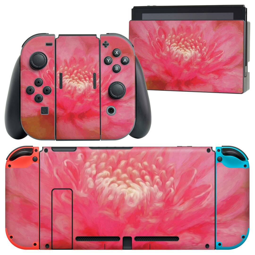 igsticker Nintendo Switch 用 デザインスキンシール 任天堂 ニンテンドー スイッチ 専用 本体ドック Joy-Con Joycon ジョイコン 専用 ゲーム機 カバー アクセサリー フィルム ステッカー 023297 花　フラワー