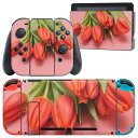 igsticker Nintendo Switch 用 デザインスキンシール 任天堂 ニンテンドー スイッチ 専用 本体ドック Joy-Con Joycon ジョイコン 専用 ゲーム機 カバー アクセサリー フィルム ステッカー 023309 花 フラワー チューリップ 写真