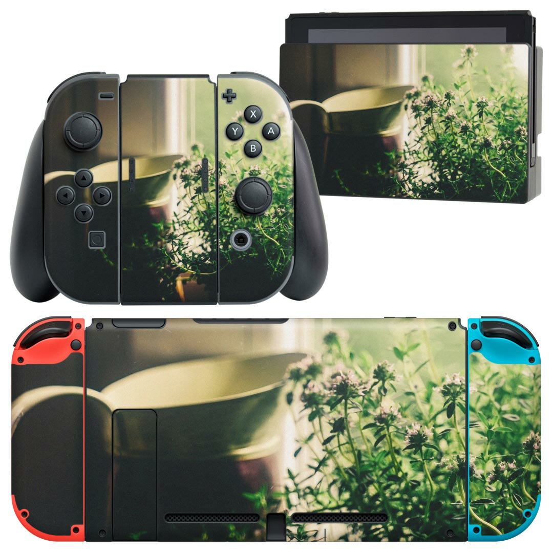 igsticker Nintendo Switch 用 デザインスキンシール 任天堂 ニンテンドー スイッチ 専用 本体ドック Joy-Con Joycon ジョイコン 専用 ゲーム機 カバー アクセサリー フィルム ステッカー 023318 花 植物 写真