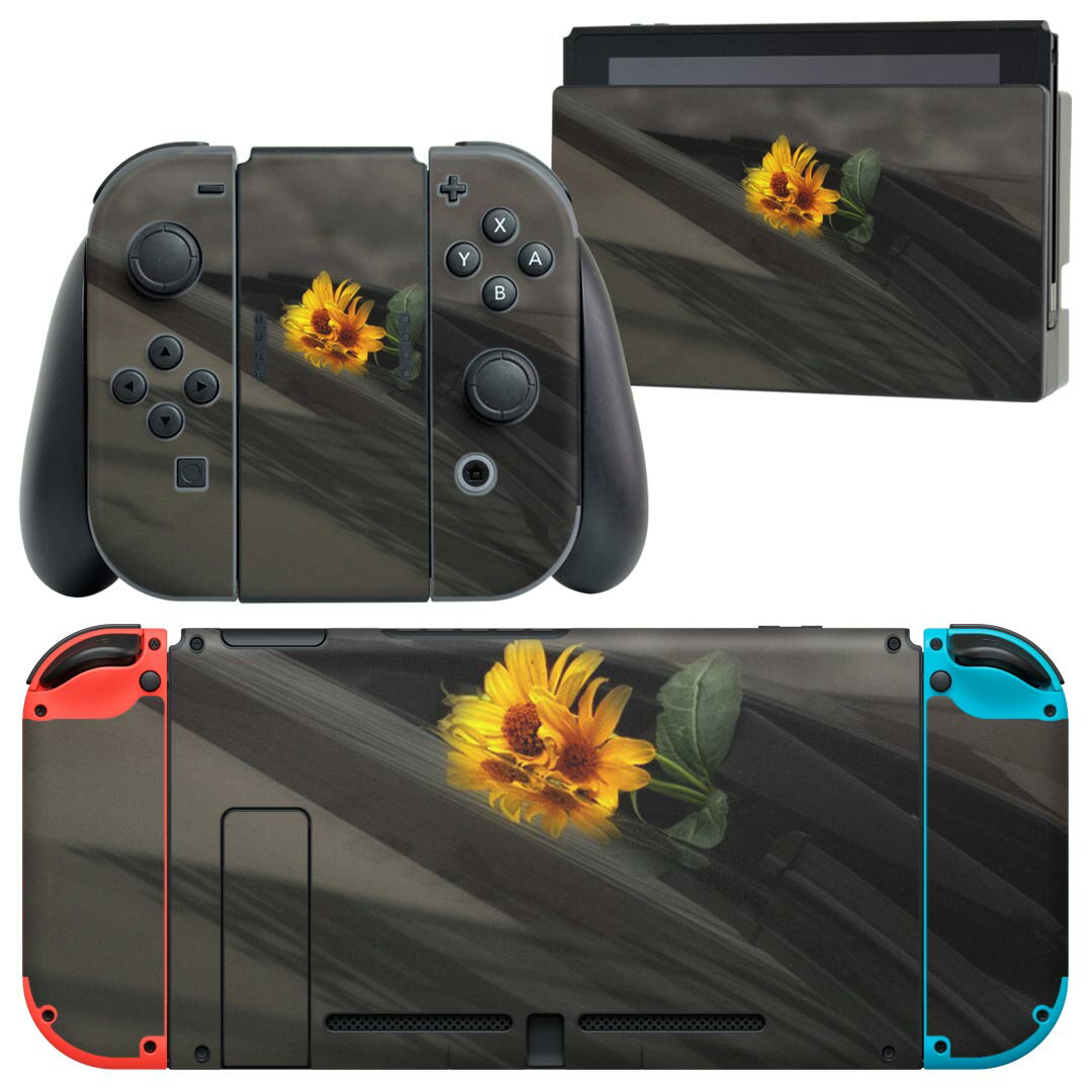 igsticker Nintendo Switch 用 デザインスキンシール 任天堂 ニンテンドー スイッチ 専用 本体ドック Joy-Con Joycon ジョイコン 専用 ゲーム機 カバー アクセサリー フィルム ステッカー 023374 花　フラワー　写真